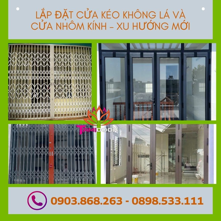 Lắp Đặt Cửa Kéo Không Lá Và Cửa Nhôm Kính