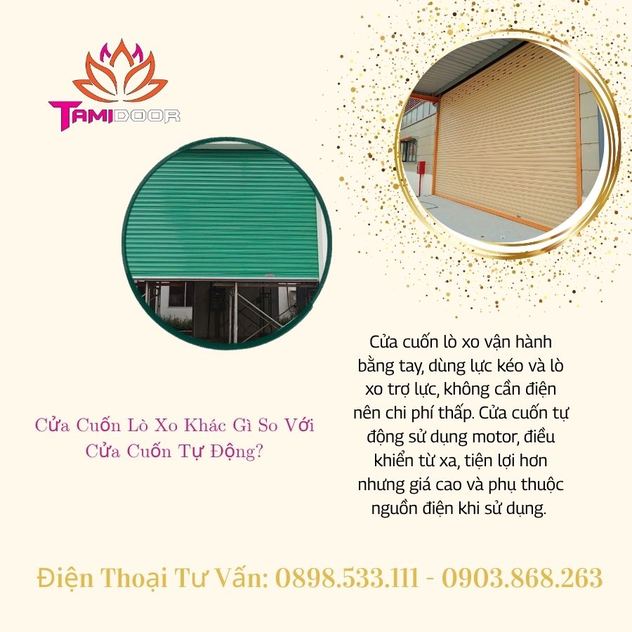 Cửa Cuốn Lò Xo Khác Gì So Với Cửa Cuốn Tự Động? 